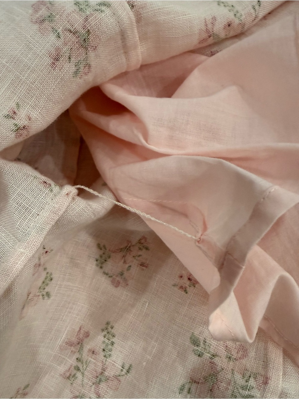 & Other Stories light pink floral linen smocked puff sleeve side slit dress - Picture 8 of 15